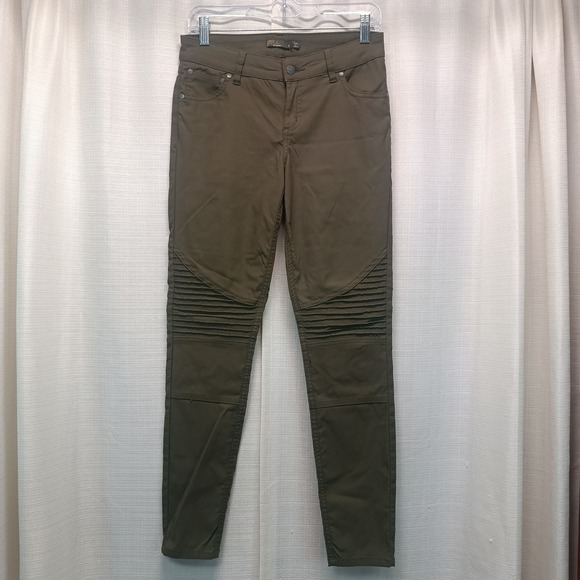 Prana Pants - Prana Brenna Moto Skinny Pants Olive Green Womens 6 Stretch Grunge Punk Biker